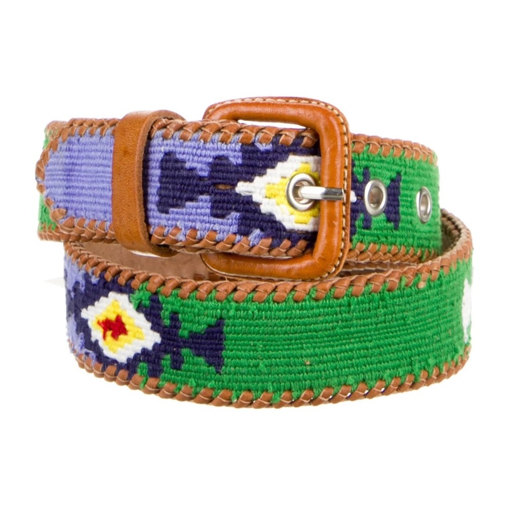 Frances Valentine Woven Belt with Leather Buckle
